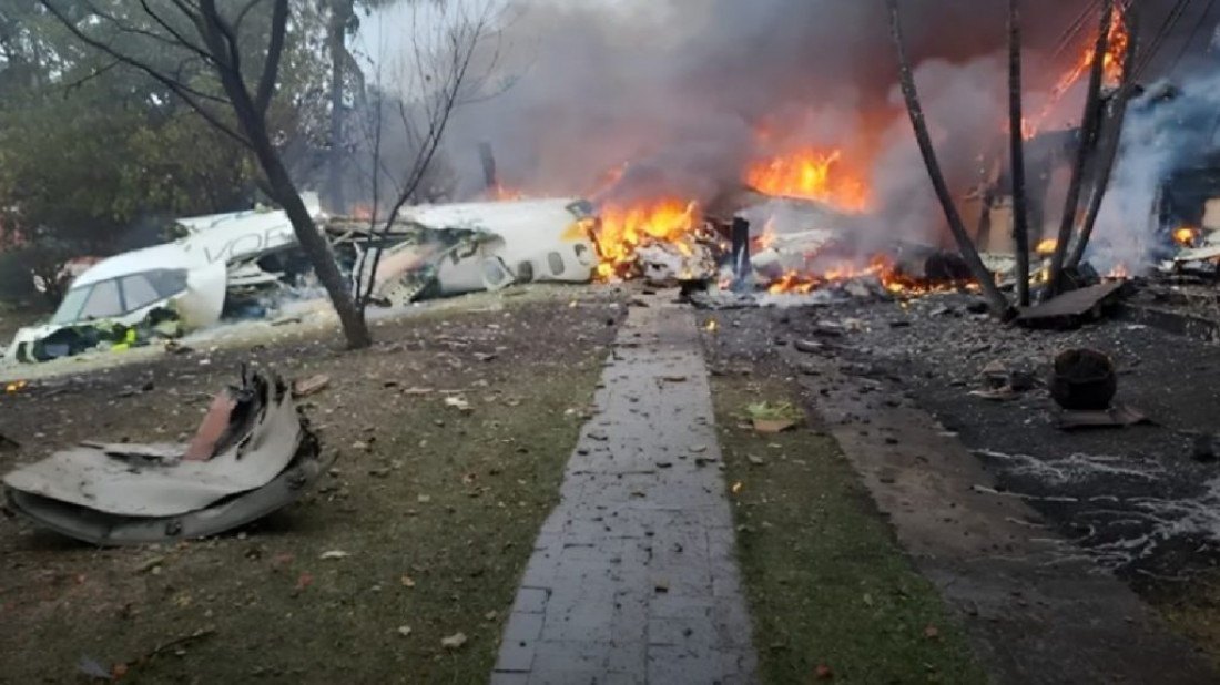 Após o choque com o solo, o avião pegou fogo