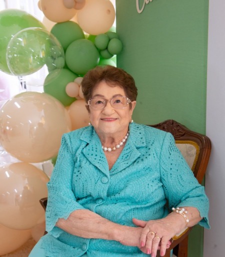 Dona Cacilda Deschamps, que recentemente completou 90 anos 