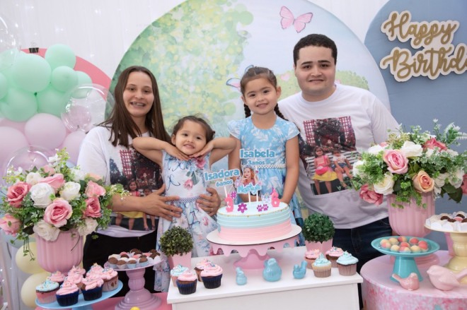 Aniversário de 6 anos da Isadora e dos 3 anos da Isabela, com os pais José Lucas e Gilvania