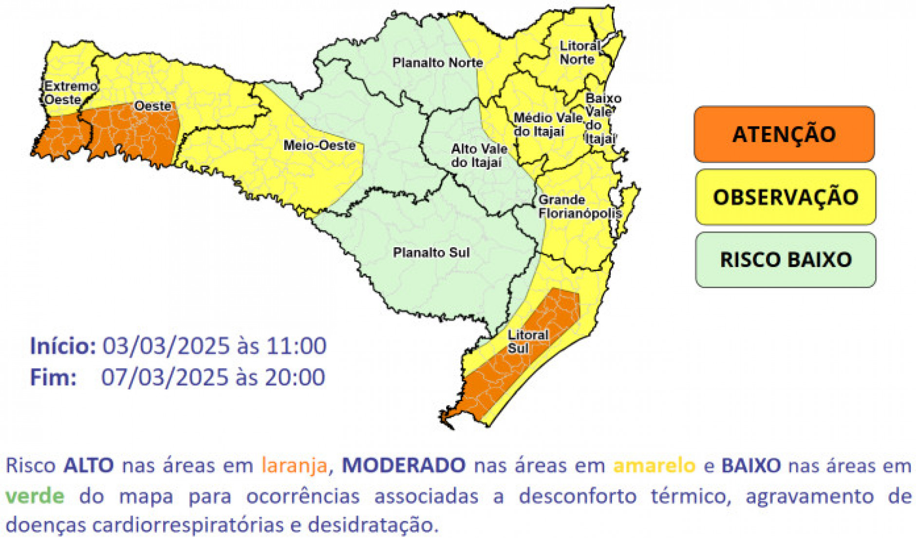 Mapa de calor de SC para esta semana 